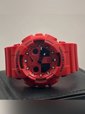 Casio G-Shock GA-100 Men’s Red Case And Strap Digital Quartz 51mm Watch